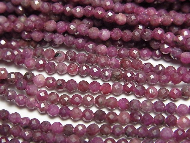 高品質!印度紅寶石 AA+ 切面圓珠 2.5mm 一串 (約15英寸/37公分)