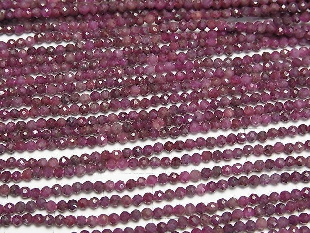 Hochwertig! Indischer Rubin AA+ Facettierte Rund 2,5mm 1Strang Perlen (ca. 15 Zoll/37 cm)