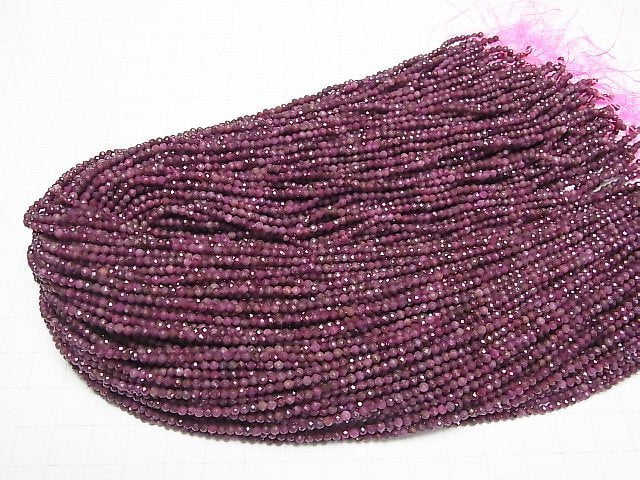 Hochwertig! Indischer Rubin AA+ Facettierte Rund 2,5mm 1Strang Perlen (ca. 15 Zoll/37 cm)