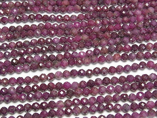 Hochwertig! Indischer Rubin AA+ Facettierte Rund 4mm halb oder 1Strang Perlen (ca. 15 Zoll/37 cm)