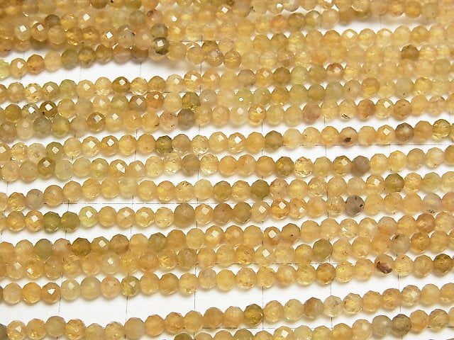 Hochwertig! Gelber Turmalin AA++ Facettierte Rund 3mm 1Strang Perlen (ca. 15 Zoll/37 cm)