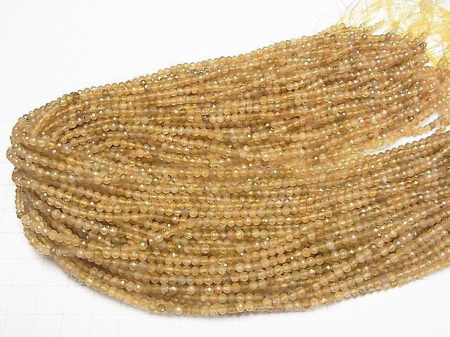 Hochwertig! Gelber Turmalin AA++ Facettierte Rund 3mm 1Strang Perlen (ca. 15 Zoll/37 cm)