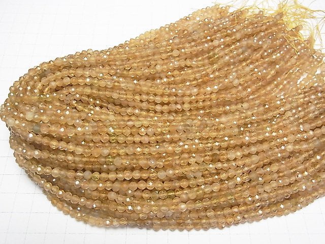 Hochwertig! Gelber Turmalin AA++ Facettierte Rund 4mm halb oder 1Strang Perlen (ca. 15 Zoll/37 cm)