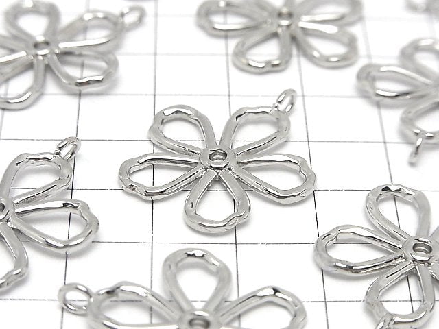 Metal parts Flower motif charm 29x25mm Silver color 2pcs
