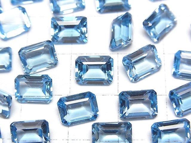 優質瑞士藍拓帕石 AAA 裸石 矩形刻面 8x6mm 1顆