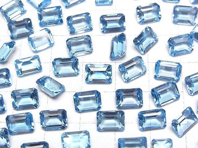 Hohe Qualität! Schweizer Blauer Topas AAA Lose Stein Rechteckig Facettiert 8x6mm 1Stück