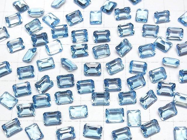 Hohe Qualität! Schweizer Blauer Topas AAA Lose Stein Rechteckig Facettiert 8x6mm 1Stück
