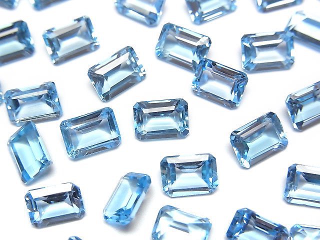 High Quality Swiss Blue Topaz AAA Loose stone Rectangle Faceted 7x5mm 2pcs