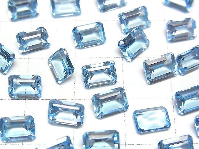 High Quality Swiss Blue Topaz AAA Loose stone Rectangle Faceted 7x5mm 2pcs