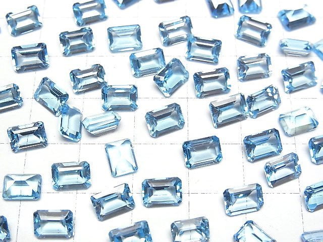 Hochwertiger Schweizer Blauer Topas AAA Lose Stein Rechteckig Facettiert 7x5mm 2 Stück