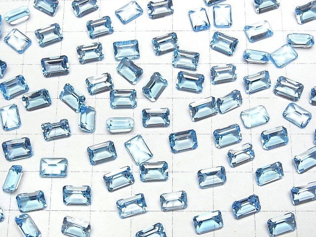 Hochwertiger Schweizer Blauer Topas AAA Lose Stein Rechteckig Facettiert 7x5mm 2 Stück
