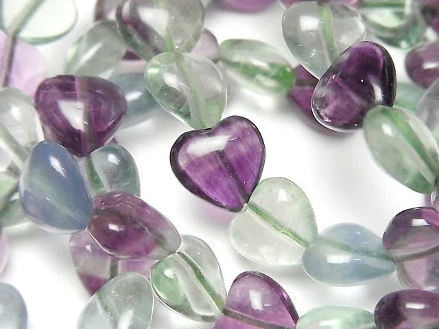 Multicolor Fluorite AAA Vertical Hole Heart Shape 10mm Bracelet