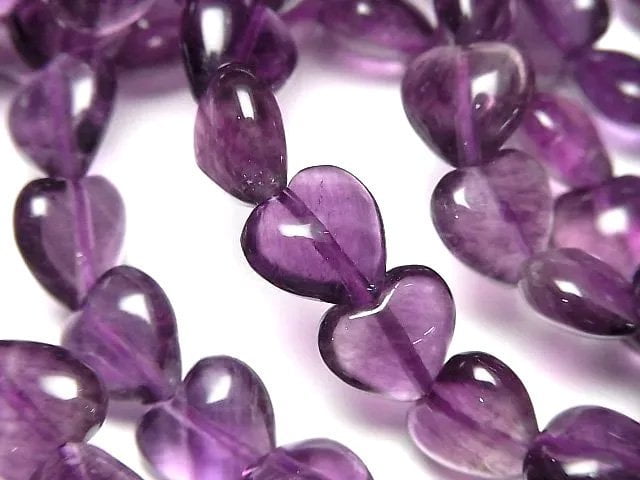 Purple Fluorite AAA Vertical Hole Heart Shape 10mm Bracelet