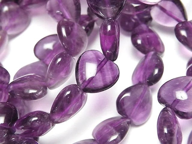 Purple Fluorite AAA Vertical Hole Heart Shape 12mm Bracelet