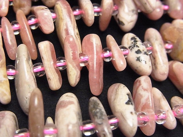 阿根廷菱錳礦 AA 隨形上側鑽孔一串珠子 (約15英吋/38公分)