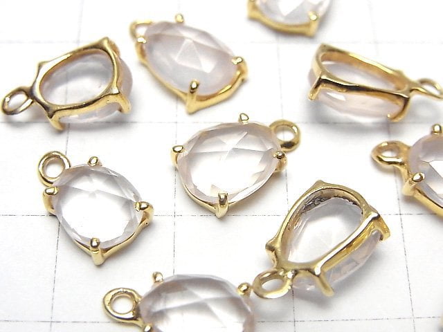 High Quality Rose Quartz AAA Bezel Setting Freeform Rose Cut 18KGP 2pcs