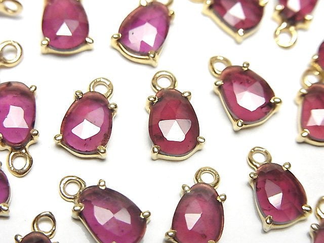 High Quality Rhodolite Garnet AAA- Bezel Setting Freeform Rose Cut 18KGP 2pcs