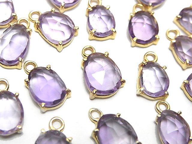 High Quality Amethyst AAA- Bezel Setting Freeform Rose Cut 18KGP 2pcs