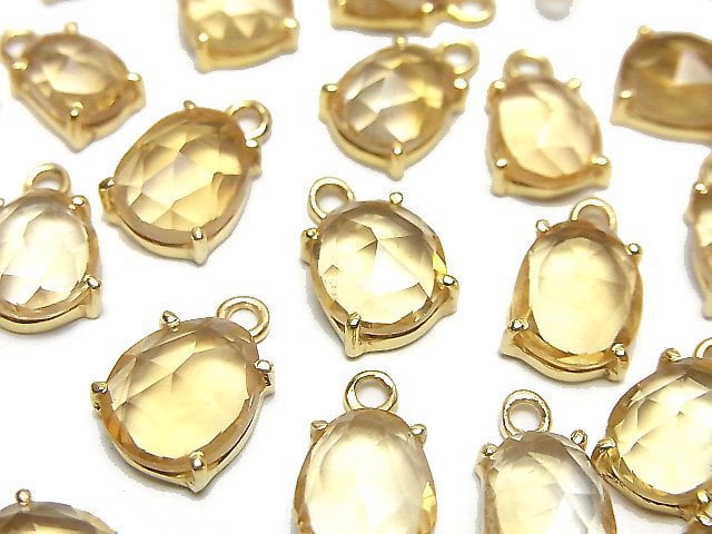 High Quality Citrine AAA Bezel Setting Freeform Rose Cut 18KGP 2pcs
