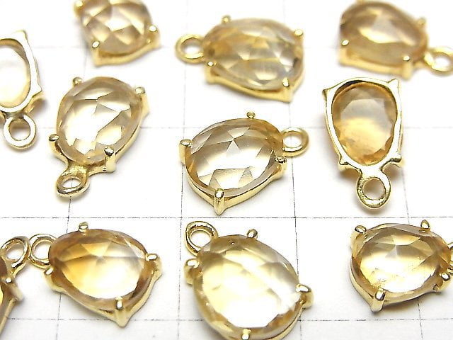 High Quality Citrine AAA Bezel Setting Freeform Rose Cut 18KGP 2pcs