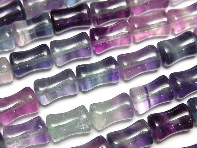 Multicolor Fluorite AAA- Bamboo 12x8x8mm 1strand beads (aprx.15inch/36cm)