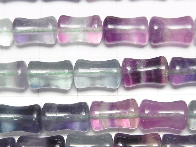 Multicolor Fluorite AAA- Bamboo 12x8x8mm 1strand beads (aprx.15inch/36cm)