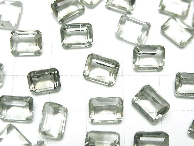 Hochwertiger grüner Amethyst AAA lose Stein rechteckig facettiert 9x7mm 3Stk.