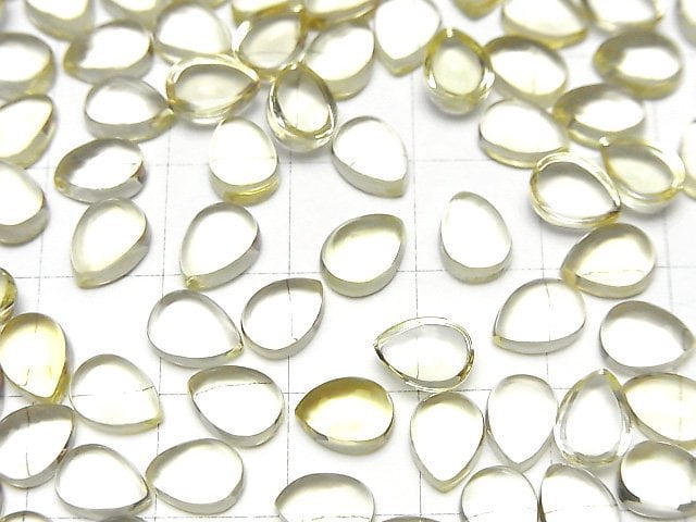 Hochwertiger Zitronenquarz AAA Tropfenform Cabochon 8x6mm 5 Stück