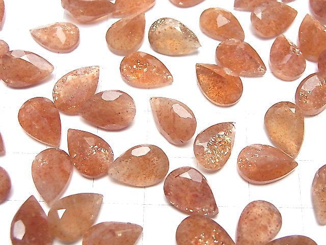 Hochwertiger Sonnenstein AA++ Lose Steine Tropfenform Facettiert 12x8mm 2 Stück