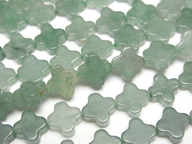 Green Aventurine AA++ Flower motif 8x8x3mm 1strand beads (aprx.15inch/36cm)