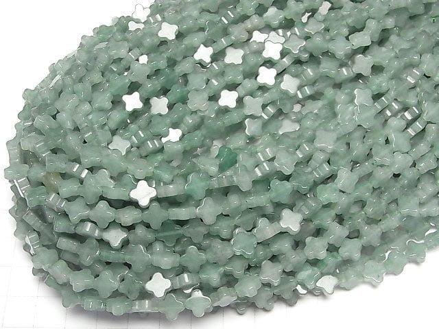 Grüner Aventurin AA++ Blumenmotiv 8x8x3mm 1Strang Perlen (ca. 15 Zoll/36 cm)