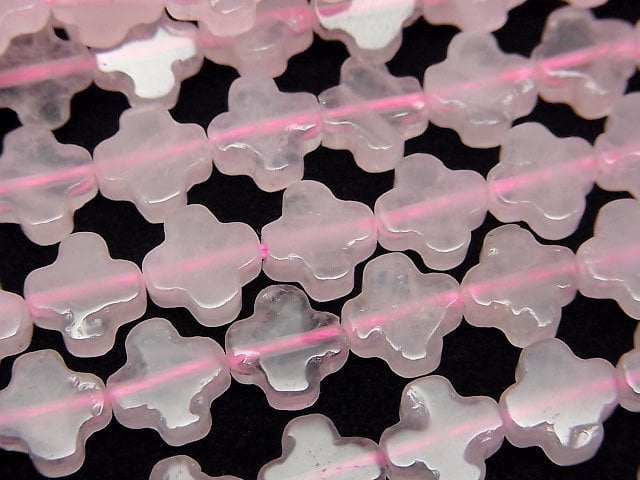 Rose Quartz AA+ Flower motif 8x8x3mm 1strand beads (aprx.15inch/36cm)