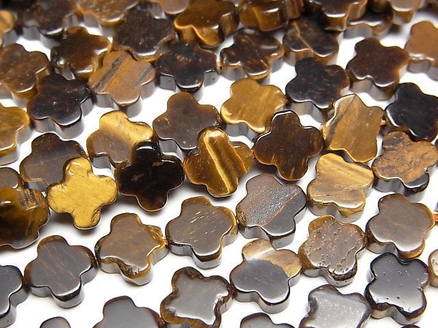 Yellow Tiger's Eye AA+ Flower motif 8x8x3mm 1strand beads (aprx.15inch/36cm)