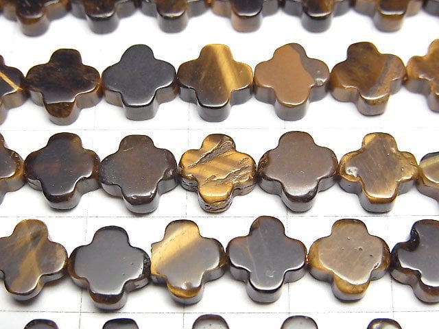 Yellow Tiger's Eye AA+ Flower motif 8x8x3mm 1strand beads (aprx.15inch/36cm)