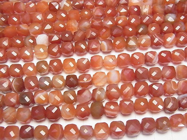 Hochwertig! Karneol, Sardonyx AAA Würfelform 8.5x8.5x8.5mm halb oder 1strang Perlen (ca. 15inch/36cm)