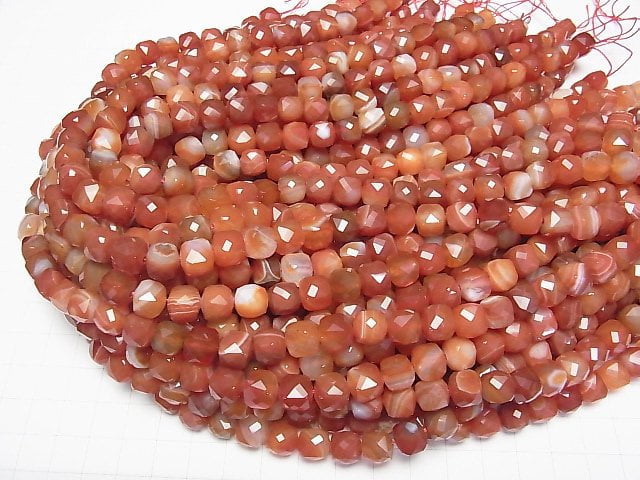 Hochwertig! Karneol, Sardonyx AAA Würfelform 8.5x8.5x8.5mm halb oder 1strang Perlen (ca. 15inch/36cm)