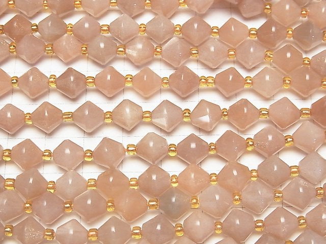 Hohe Qualität! Pfirsich-Mondstein AA+ Abacus Schnitt 8x8x8mm halb oder 1Strang Perlen (ca. 15 Zoll/36 cm)
