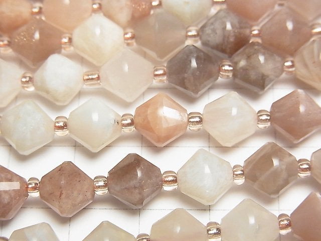 高品質!多色月光石 AA+ 算盤切工 8x8x8mm 半串或 1 串珠子 (約 15 英吋/38 公分)