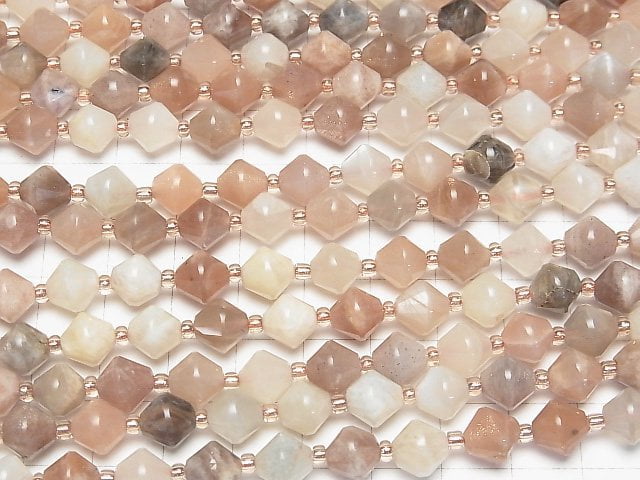 Hohe Qualität! Mehrfarbiger Mondstein AA+ Abacus Schnitt 8x8x8mm halb oder 1Strang Perlen (ca. 15 Zoll/38 cm)