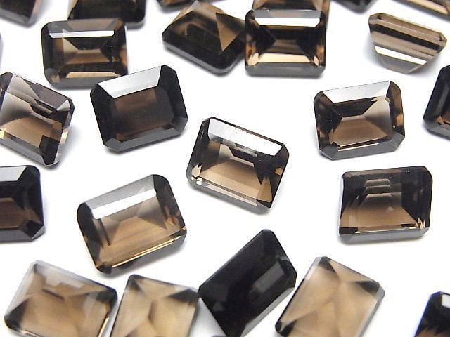 高品質煙晶 AAA 裸石 矩形刻面 10x8mm 2顆