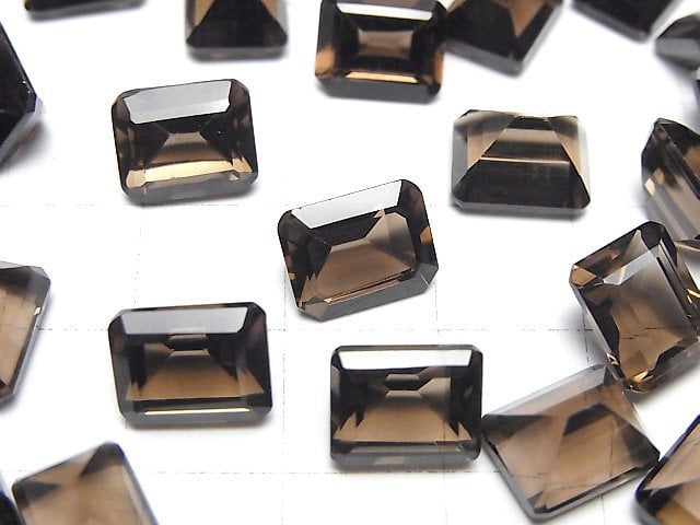 高品質煙晶 AAA 裸石 矩形刻面 10x8mm 2顆
