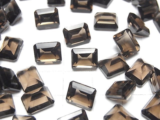 Hochwertiger Rauchquarz AAA Lose Steine Rechteckig Facettiert 10x8mm 2 Stück