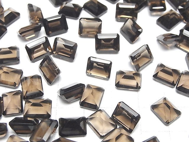 Hochwertiger Rauchquarz AAA Lose Steine Rechteckig Facettiert 10x8mm 2 Stück