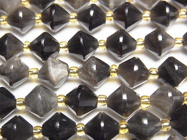 高品質!銀曜石 AAA 算盤切割 8x8x8公釐 1串珠子 (約14英吋/34公分)