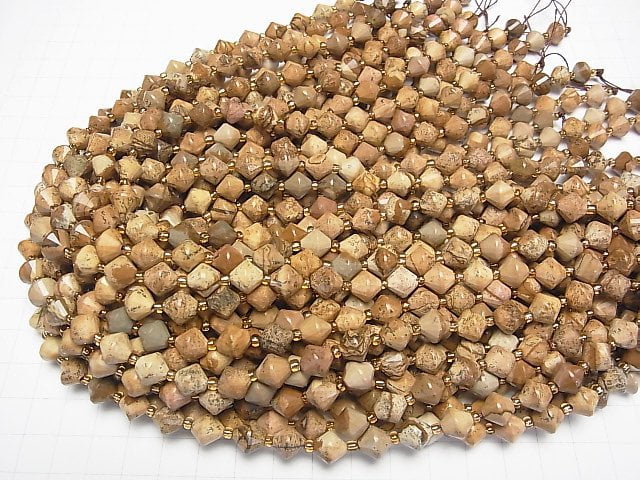 Hochwertig! Bild-Jaspis Abacus Cut 8x8x8mm 1Strang Perlen (ca. 14 Zoll/35cm)