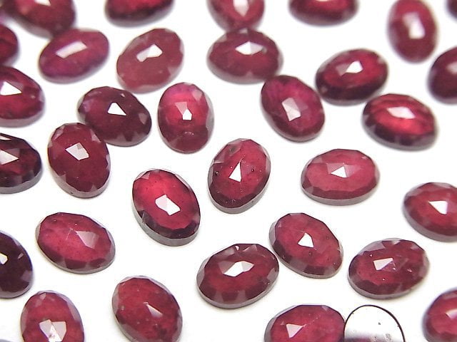 高品質紅寶石 AAA 橢圓玫瑰式切割 7x5mm 2顆