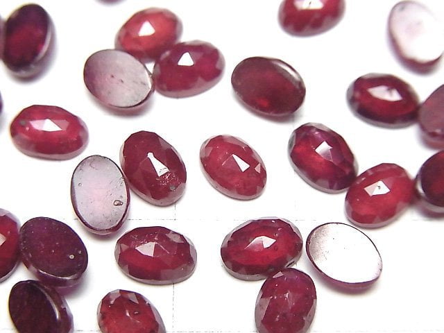 高品質紅寶石 AAA 橢圓玫瑰式切割 7x5mm 2顆