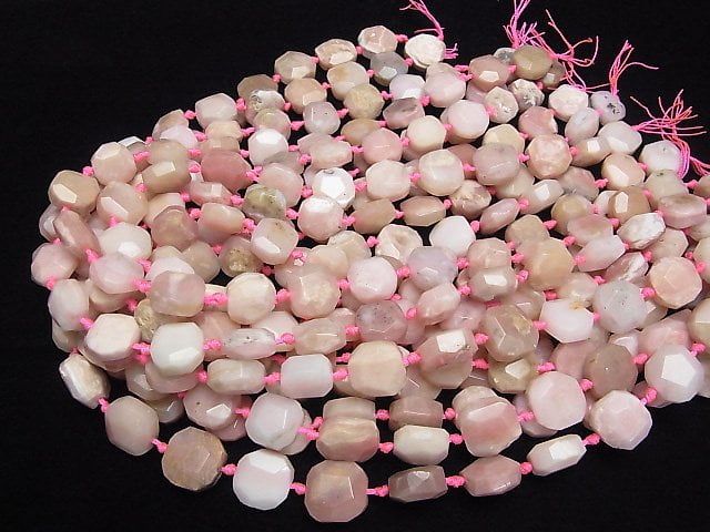 Rosa Opal AA++ quadratisch-flach facettierte Nugget halb oder 1Strang Perlen (ca. 16 Zoll/40cm)