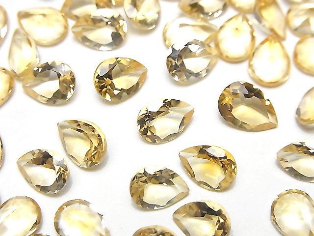 高品質黃水晶 AAA 梨形刻面裸石 8x6mm 5顆