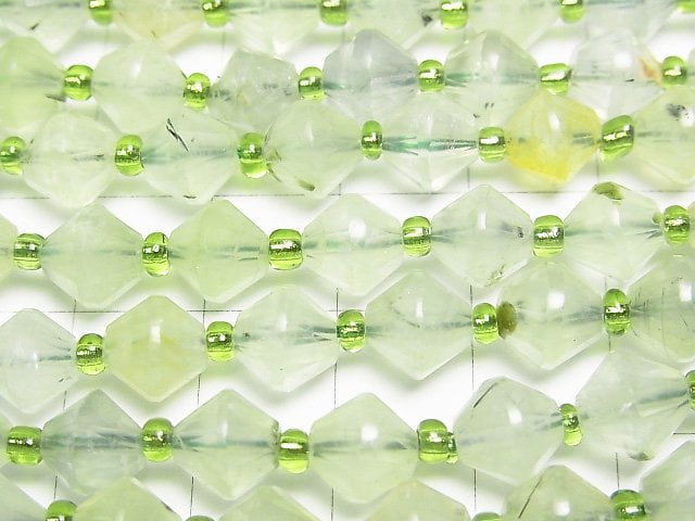 高品質!葡萄石 AA++ 算盤切面 8x8x8mm 半串或 1 串珠子 (約 15 英寸/36 公分)